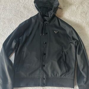 Prada Dark Bomber Jacket with Hood